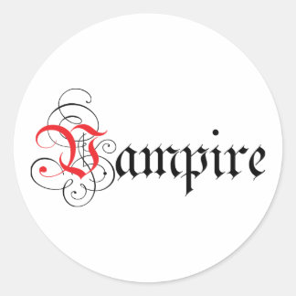 Calligraphic Vampire Classic Round Sticker