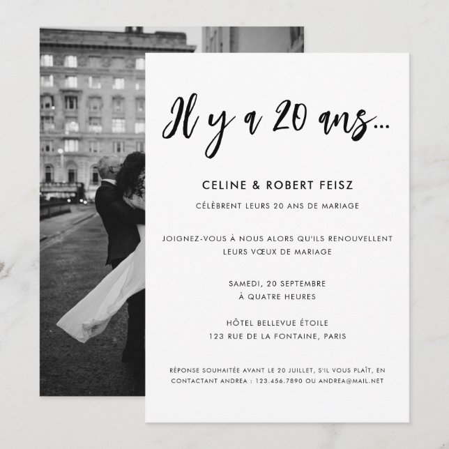 Calligraphie Moderne Renouvellement Voeux Mariage Invitation (Front/Back)