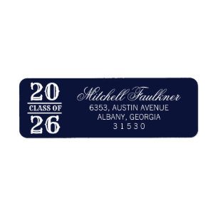 Calligraphy 2024 Graduation Blue Return Address  Label