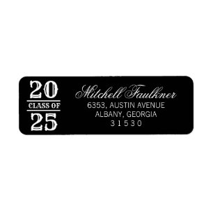 Calligraphy 2025 Graduation Black Return Address  Label