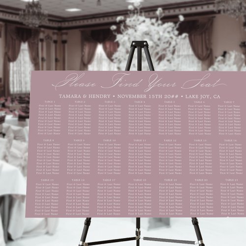 Calligraphy 21 Table Dusty Rose Seating Chart Foam Board