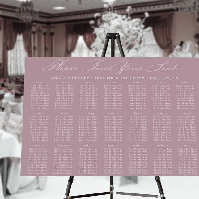 Calligraphy 21 Table Dusty Rose Seating Chart Foam Board (Creator Uploaded)