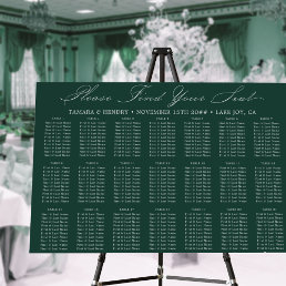 Calligraphy 21 Table Emerald Wedding Seating Chart Foam Board