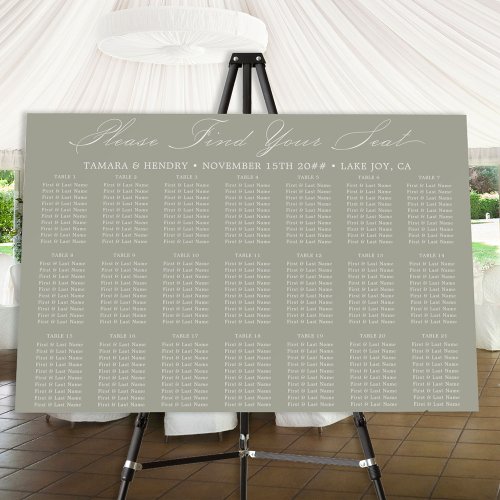 Calligraphy 21 Table Sage Green Seating Chart Foam Board