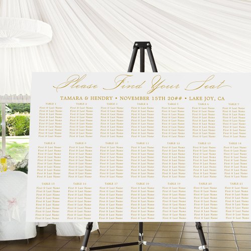 Calligraphy 21 Table White and Gold Seating Chart Foam Board