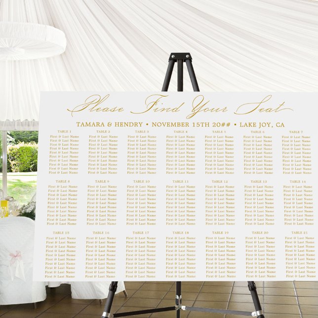 Calligraphy 21 Table White and Gold Seating Chart Foam Board (Creator Uploaded)