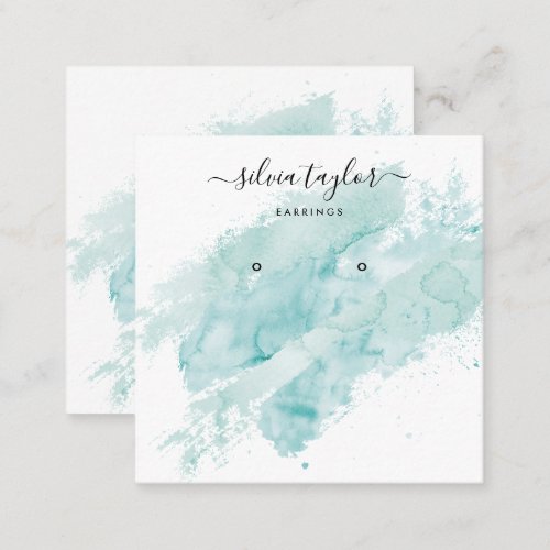 Calligraphy Abstract  Earring display logo Busines Square Business Card