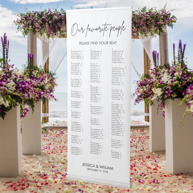 Calligraphy Alphabetical Wedding Seating Chart Retractable Banner (Creator Uploaded)