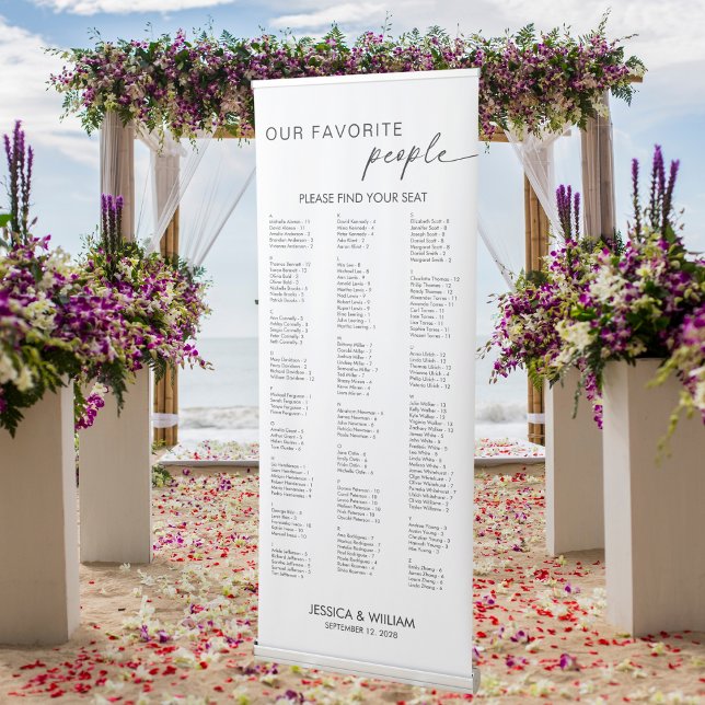 Calligraphy Alphabetical Wedding Seating Chart Retractable Banner (Creator Uploaded)