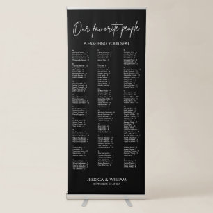 Calligraphy Alphabetical Wedding Seating Chart Retractable Banner