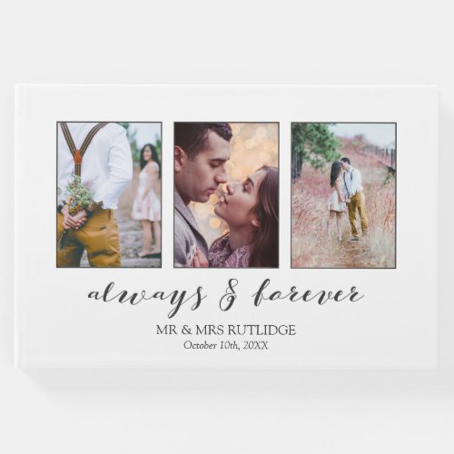Calligraphy Always  Forever Photo Collage Wedding Guest Book