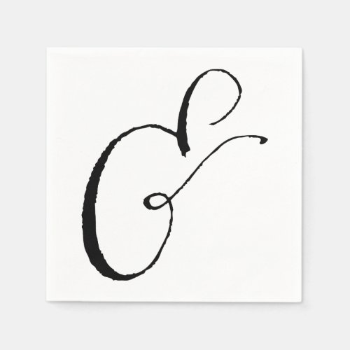 Calligraphy Ampersand Napkin Black and White And Napkins