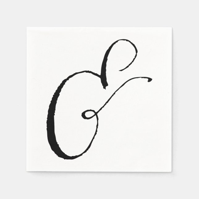 Calligraphy Ampersand Napkin, Black and White And Napkins (Front)