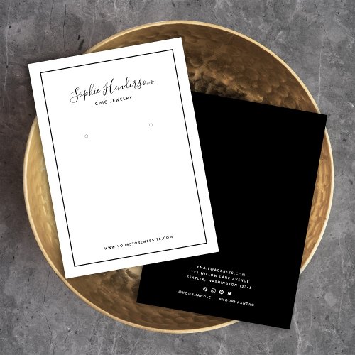 Calligraphy and Black Border Earring Display Card