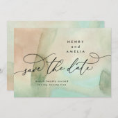 Calligraphy Antique Wash Save the Date Card (Front/Back)