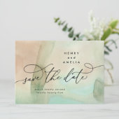 Calligraphy Antique Wash Save the Date Card (Standing Front)