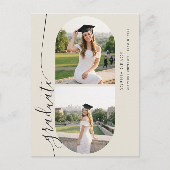 Calligraphy Arch Photo Graduation Invitation Postcard (Front)