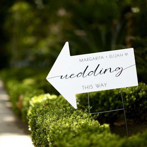 Calligraphy Arrow Wedding Directional Sign