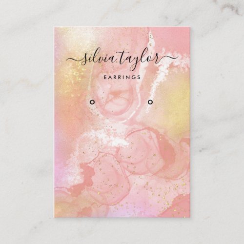 Calligraphy art Blush Pink Earring display card