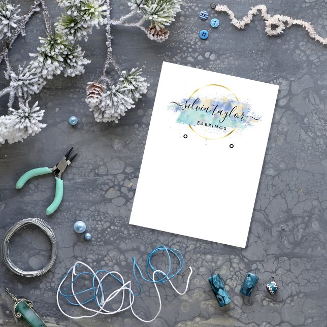 Calligraphy art Earring display card beige (Creator Uploaded)