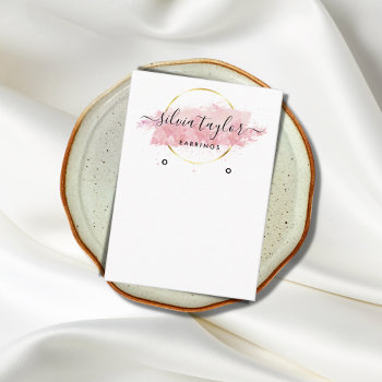 Calligraphy Art Earring Display Card Pink by smmdsgn at Zazzle