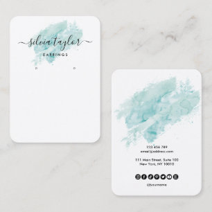 Calligraphy art Earring display card turquoise 