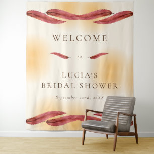 Calligraphy Autumn Leaf Bridal Shower Welcome Tapestry
