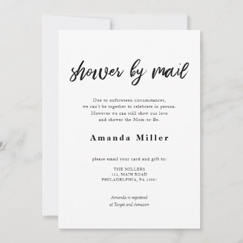 Calligraphy Baby Bridal Shower by mail Save The Date