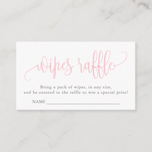 Calligraphy Baby Shower Wipes Raffle, Baby Pink