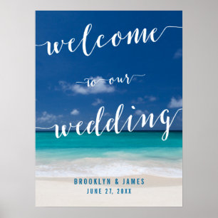 Calligraphy Beach Wedding Reception Sign 18x24