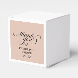 Calligraphy Beige Wedding Thank You Stickers Favor Boxes