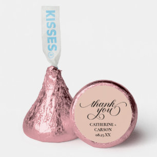 Calligraphy Beige Wedding Thank You Stickers Hershey®'s Kisses®