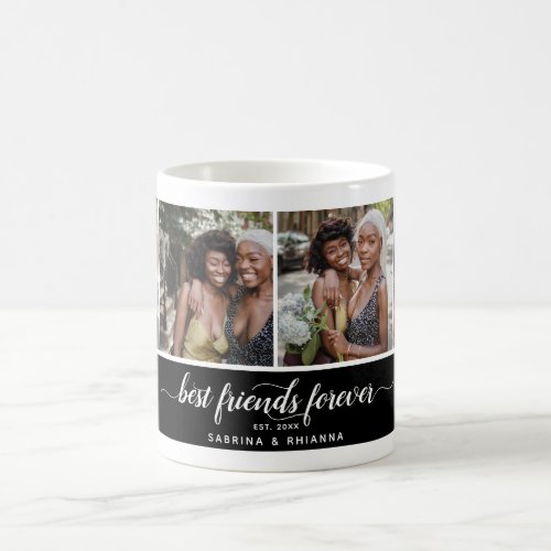 Calligraphy Best Friends Forever Photo Collage Coffee Mug