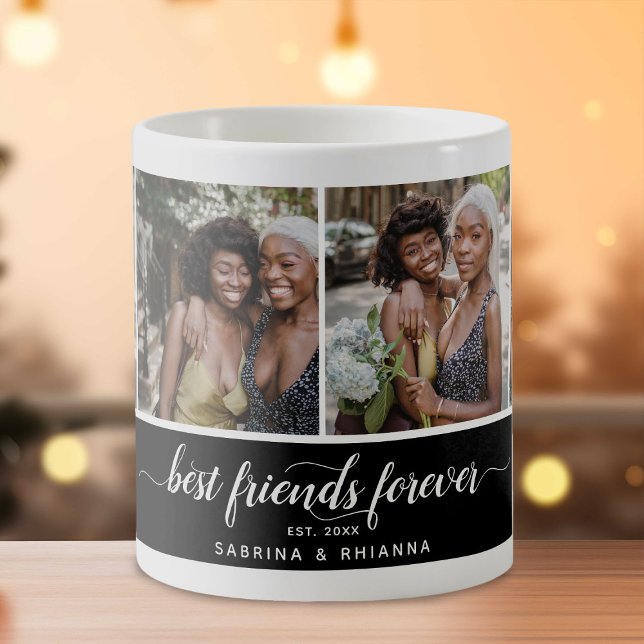 Calligraphy Best Friends Forever Photo Collage Coffee Mug (Creator Uploaded)