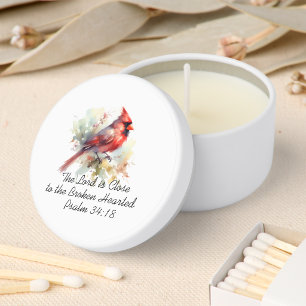 Calligraphy Bible Verse Red Cardinal Personalize Mini Candle Favors