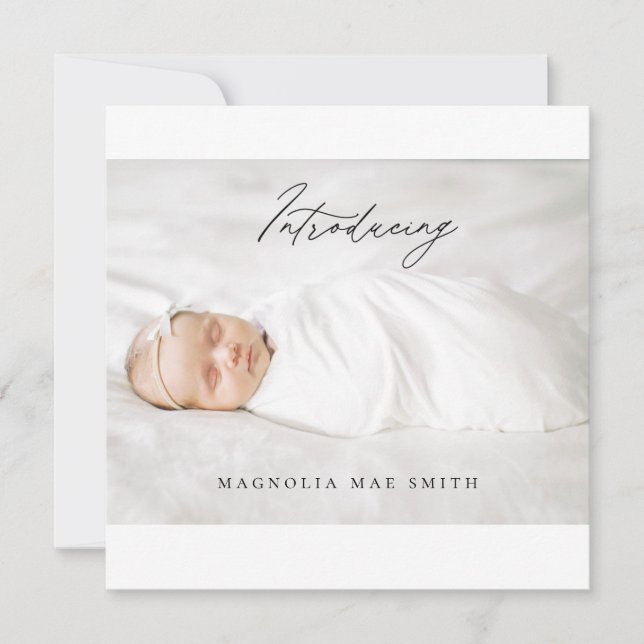 Calligraphy Birth Announcement Card (Front)