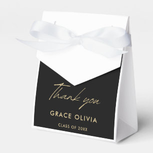 Calligraphy Black and Gold Graduation Favor Boxes