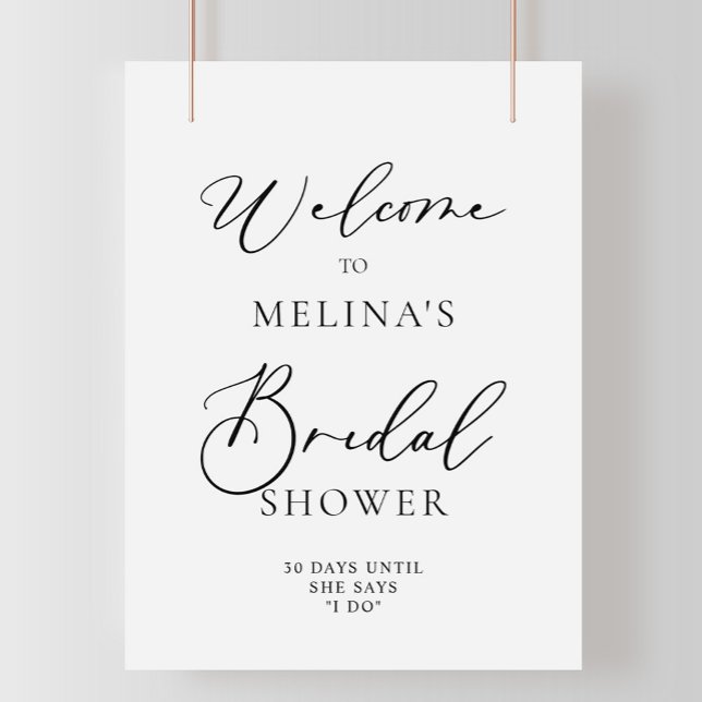 Calligraphy Black and Gray Bridal Shower Welcome  Poster (Creator Uploaded)