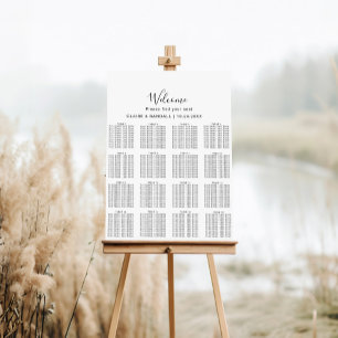 Calligraphy Black and Gray Wedding Seating Chart