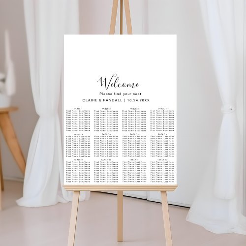 Calligraphy Black and Gray Wedding Seating Chart