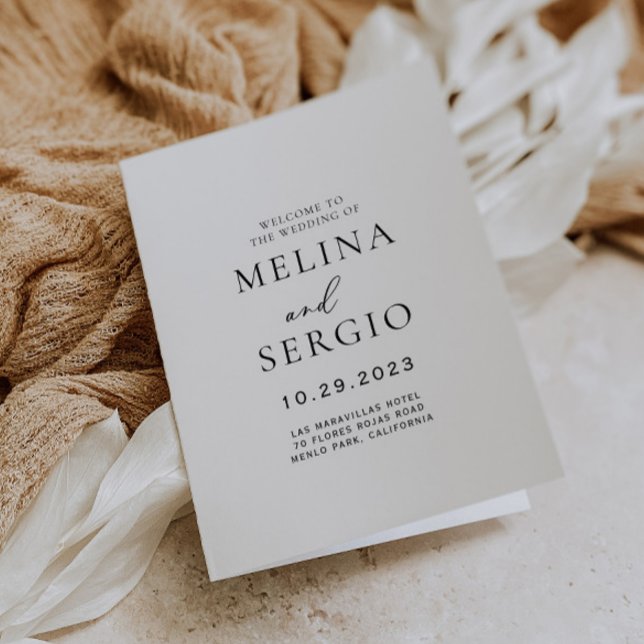 Calligraphy Black and White Folded Wedding Program (Creator Uploaded)