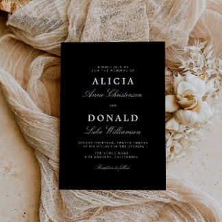 calligraphy black and white wedding invitation
