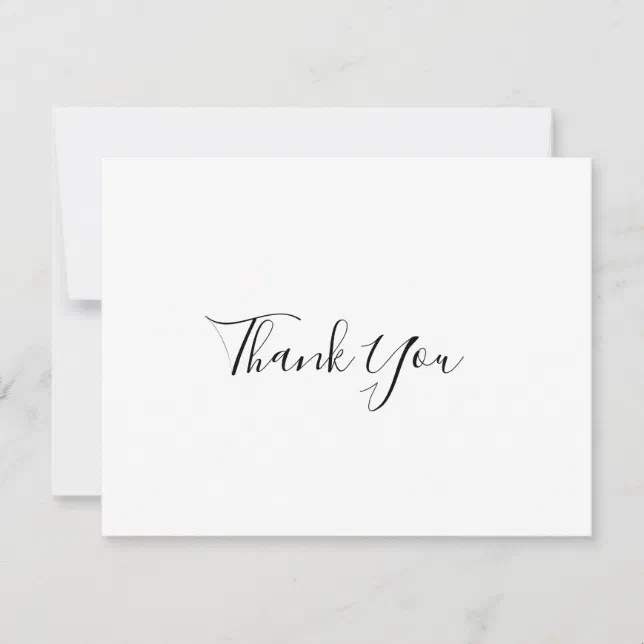 Calligraphy Black and White Wedding Thank You Card | Zazzle