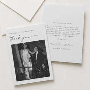 Calligraphy Black and White Wedding Thank You Card