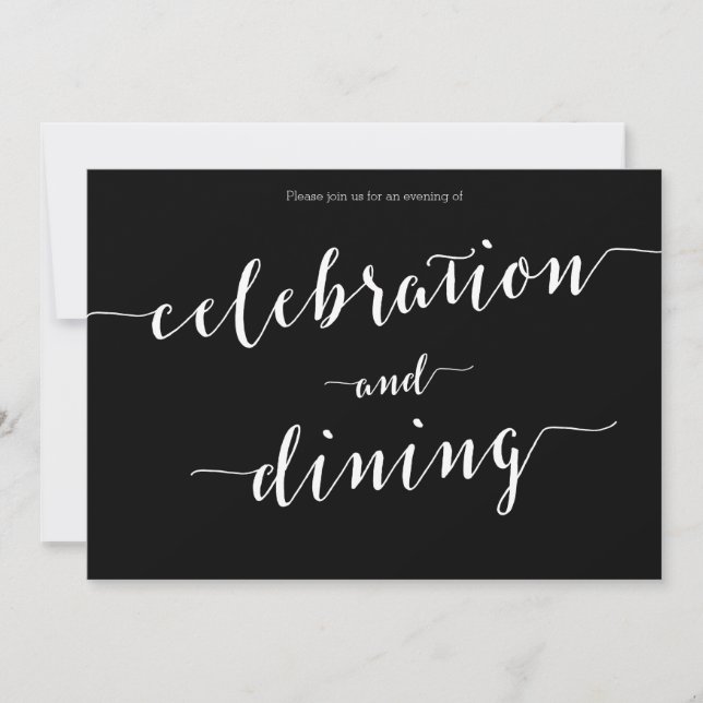 Calligraphy Black Engagement Party Invitations (Front)