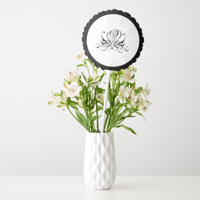 Calligraphy Black Rose Wedding Balloon (Vase)