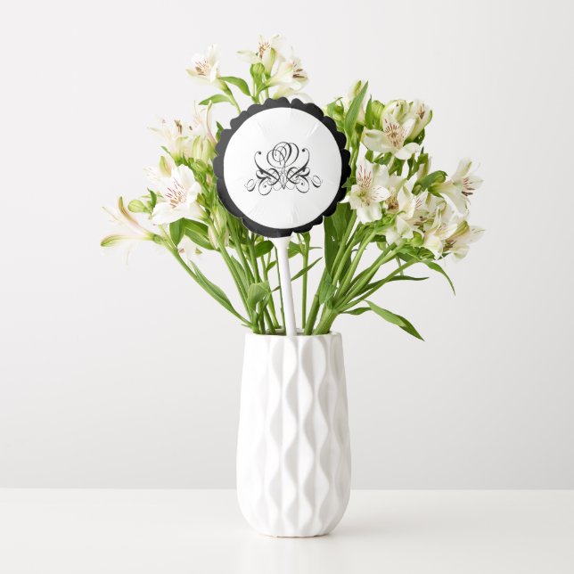 Calligraphy Black Rose Wedding Balloon (Vase)