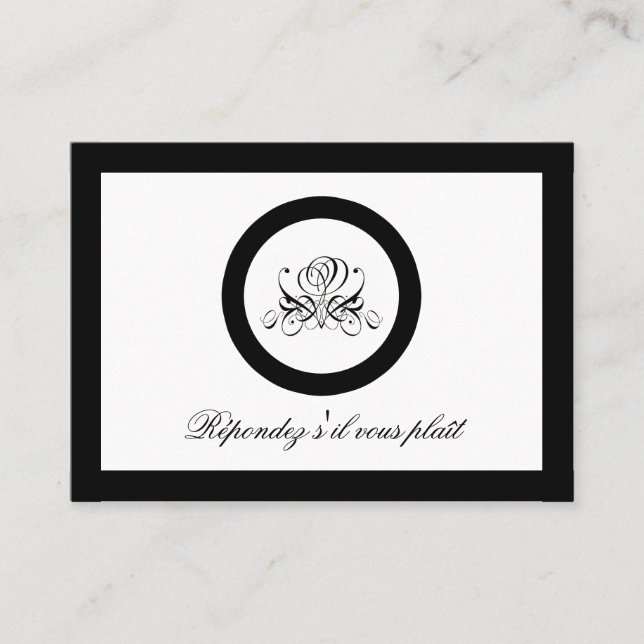 Calligraphy Black Rose Wedding Business Card (Front)