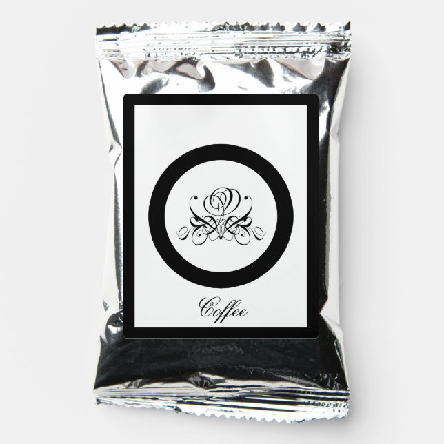 Calligraphy Black Rose Wedding Coffee Drink Mix (Front)