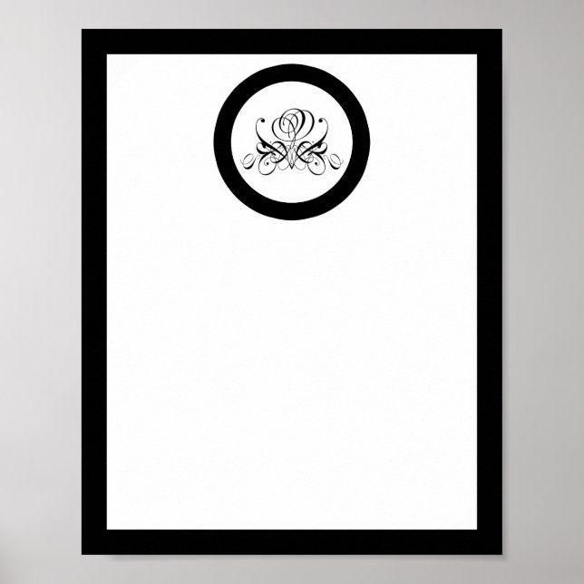 Calligraphy Black Rose Wedding Poster (Front)